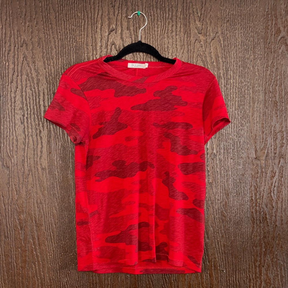 Rag & Bone Vibrant Red Patterned Tee